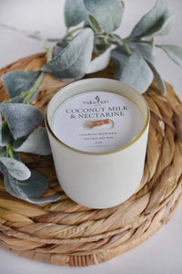 Coconut Milk & Nectarine Crackling Wood Wick Candle